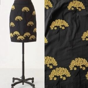 Anthropologie Black and Yellow Mini Skirt